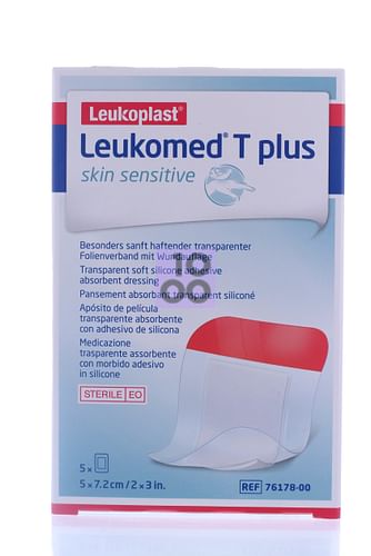 Image of LEUKOMED T PLUS SKIN SENSITIVE MEDICAZIONE POST-OPERATORIA TRASPARENTE IMPERMEABILE CON MASSA ADESIVA AL SILICONE 5X7,2CM 5 PEZZI